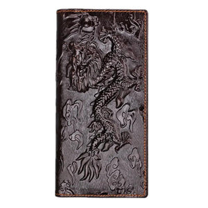 Chinese Dragon Pattern Leather Men's Wallets High Quality Purse