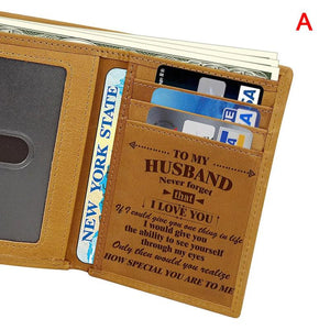 Engraved Trifold Leather Wallet for Son/Husband