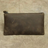 Minimalist Slim Leather Long Wallet Crazy Horse Retro Natural Cowhide