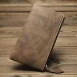 Minimalist Slim Leather Long Wallet Crazy Horse Retro Natural Cowhide