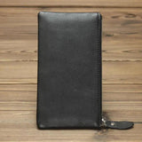 Minimalist Slim Leather Long Wallet Crazy Horse Retro Natural Cowhide
