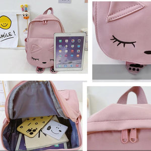 Embroidery Cat Backpacks for Kids Travel Shoulder Bag Girls Boys School Bag