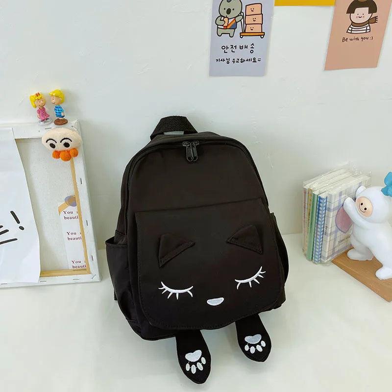 Embroidery Cat Backpacks for Kids Travel Shoulder Bag Girls Boys School Bag