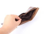 RFID Men's Leather Wallet Double Zipper Vintage Handbag