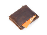 RFID Men's Leather Wallet Double Zipper Vintage Handbag