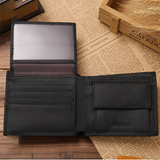 Men's Short Coffee Cowhide Leather Wallet