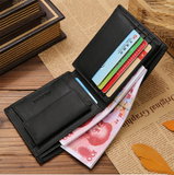 Men's Short Coffee Cowhide Leather Wallet