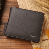 Men's Short Coffee Cowhide Leather Wallet