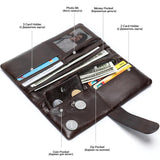 Men Long Wallet Leather Purse Handbags Business Clutch Coins 6018