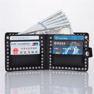 Hot Men Rivet Short Money Clips Male Punk Skull Clutch Wallet