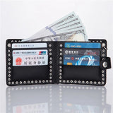 Hot Men Rivet Short Money Clips Male Punk Skull Clutch Wallet