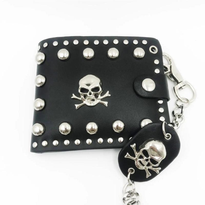 Hot Men Rivet Short Money Clips Male Punk Skull Clutch Wallet