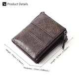 RFID Blocking Leather Double Zipper Wallet for Men Short Male Purse
