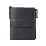RFID Blocking Leather Double Zipper Wallet for Men Short Male Purse