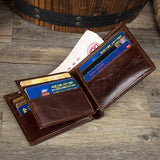 Vintage Style Men's Leather Wallet with Zipper Coin Purse