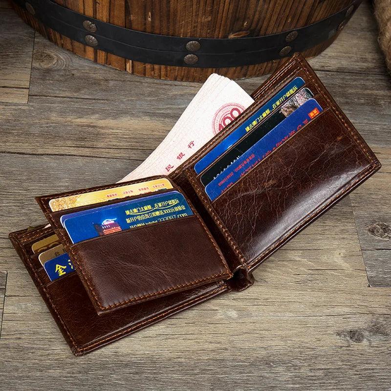 Vintage Style Men's Leather Wallet with Zipper Coin Purse