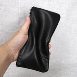 Men's Leather Zipper Wallet, Cowhide Handbag