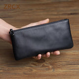 Men's Leather Zipper Wallet, Cowhide Handbag