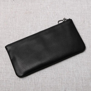 Men's Leather Zipper Wallet, Cowhide Handbag