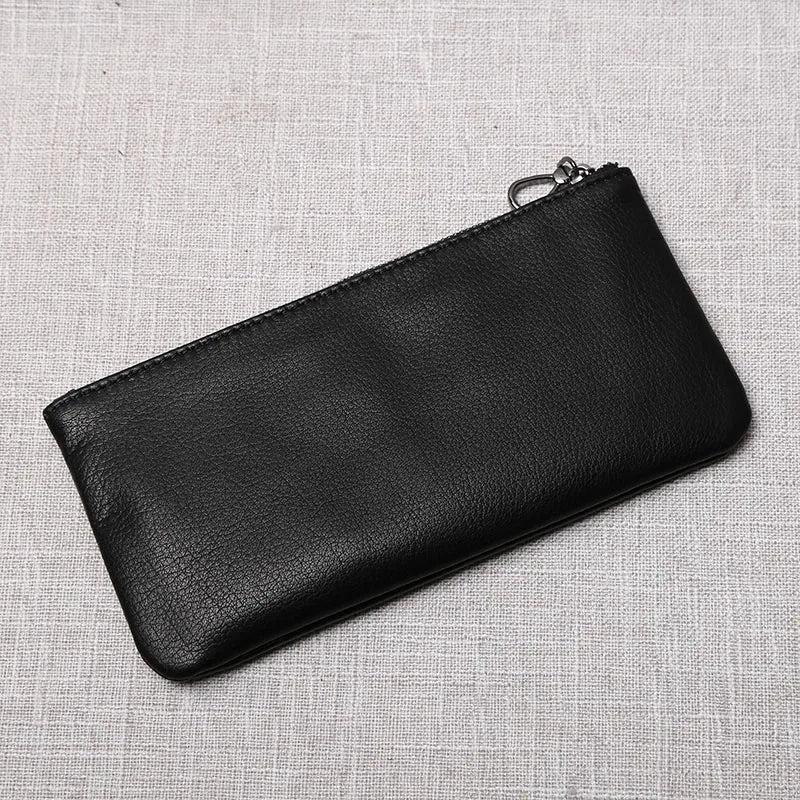 Men's Leather Zipper Wallet, Cowhide Handbag