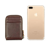 Men Ultra Slim Wallet RFID Blocking Small Money Clip Crazy Horse Leather Purse