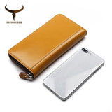 Cowhide Long Wallet Unisex Vintage Wallets