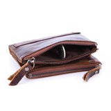 Real Cow Leather Men Wallets Trifold Short Purse Small Slim