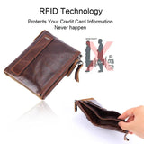 Real Cow Leather Men Wallets Trifold Short Purse Small Slim
