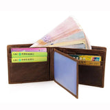 RFID Blocking Wallet Bifold Vintage Oil Waxing Leather Carteira Masculina