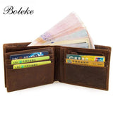 RFID Blocking Wallet Bifold Vintage Oil Waxing Leather Carteira Masculina