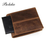RFID Blocking Wallet Bifold Vintage Oil Waxing Leather Carteira Masculina
