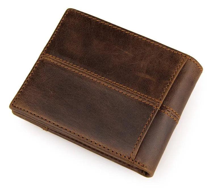 RFID Blocking Wallet Bifold Vintage Oil Waxing Leather Carteira Masculina