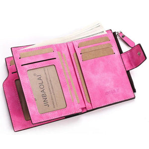 Matte PU Leather Ladies Wallet with Zipper Buckle