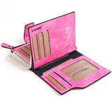 Matte PU Leather Ladies Wallet with Zipper Buckle