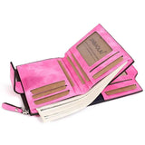 Matte PU Leather Ladies Wallet with Zipper Buckle