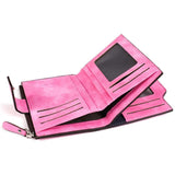 Matte PU Leather Ladies Wallet with Zipper Buckle