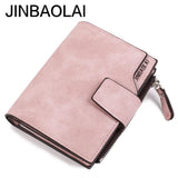 Matte PU Leather Ladies Wallet with Zipper Buckle