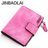 Matte PU Leather Ladies Wallet with Zipper Buckle