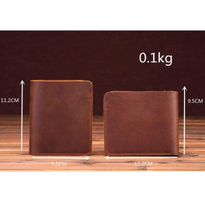 Crazy Horse Leather Men's Wallet Short U.S. Dollar Clip Retro Style