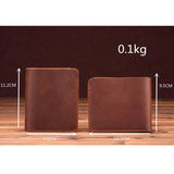 Crazy Horse Leather Men's Wallet Short U.S. Dollar Clip Retro Style