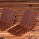 Crazy Horse Leather Men's Wallet Short U.S. Dollar Clip Retro Style