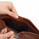 Mens Vintage Leather Wallet Trifold Son Husband Gift