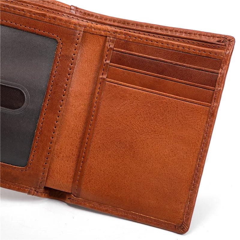 Mens Vintage Leather Wallet Trifold Son Husband Gift