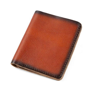 Men's Leather Short Wallet, Vertical Dollar Clip, Retro Cowhide