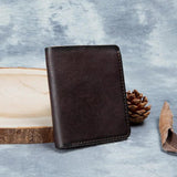 Men's Leather Short Wallet, Vertical Dollar Clip, Retro Cowhide