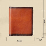 Men's Leather Short Wallet, Vertical Dollar Clip, Retro Cowhide