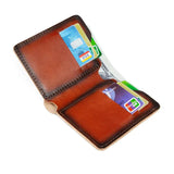 Men's Leather Short Wallet, Vertical Dollar Clip, Retro Cowhide