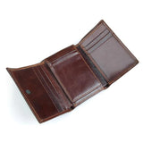 Short Wallet For Man 3 Folds Pure Leather Wine Purse Hot