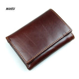 Short Wallet For Man 3 Folds Pure Leather Wine Purse Hot