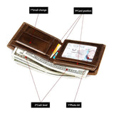 Vintage Men Wallet Leather Short Purse Slim Bifold Carteira Pocket Classic